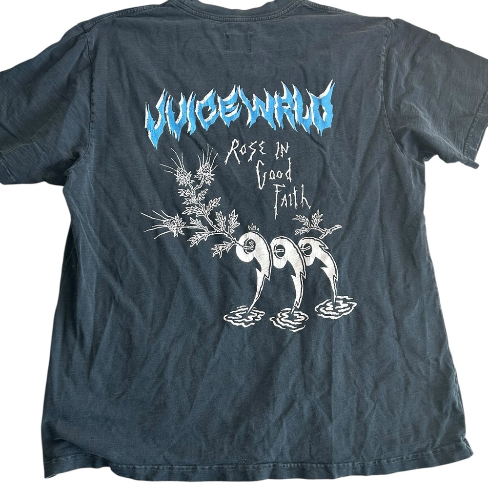Juice WRLD x Rose In Good Faith Graphic T-Shirt Men’s Black Hip Hop Rap Tee‎